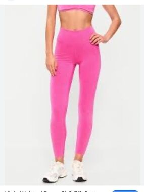 Fuchsia Pink Active Leggings, cotton stretch blend, high waisted power chill